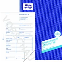 AVERY Zweckform Lohnabrechnung für Mini-Jobs 506 vom Finanzamt anerkannt, A4, 1x 50 Blatt 4004182005064 AVERY Zweckform