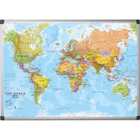 Bi-Office Landkartentafel Welt, MAP0100802, 120x90cm, lackiert, Aluminiumrahmen 5603750810803 Bi-Office