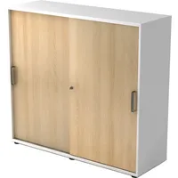 Hammerbacher Schiebetürenschrank V1752/V1753 V1753S/W/E/SG, abschließbar, 3 OH, weiß/eiche, 120x110x40cm (BxHxT) 4032062166239 Hammerbacher 2 Stück