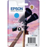 Epson Original 502 Tinte Fernglas (XP-5100, XP-5105, WF-2860DWF, WF-2865DWF), cyan, Standard, Normalverpackung