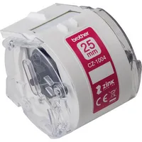 Brother CZ-1004 Farbetikettenrolle, 25 mm breit, 5 m lang für Etikettendrucker VC-500W, weiß