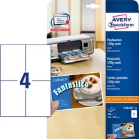 AVERY Zweckform Postkarte Papiere C32252-25 A4 148mm x 105mm (BxH) 170g Postkarten selbst gestalten weiß Karton FSC 4004182242889 AVERY Zweckfor 25 Blatt