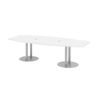 Hammerbacher Konferenztisch K-Serie, 75,5cm (H), 280x85-130cm (BxT), 10 Personen, Tonnenform, weiß / silber 4032062157480 Hammerbacher 7 Stück