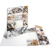 Herma Gummizugmappe 19219, A3 Katzen Karton, mit 3 Einschlagklappen 4008705192194 Herma