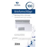Bong Briefumschlag Posthorn 02220617, Din Lang, mit Fenster, selbstklebend, 75g, weiß 4040134131351 Bong 100 Stück