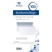 Bong Briefumschlag Posthorn 01220617, Din Lang, ohne Fenster, selbstklebend, 75g, weiß 4040134131337 Bong 100 Stück