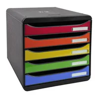 Exacompta Schubladenbox BIG-BOX PLUS, m.5 off.Schubladen, A4+, schwarz/bunt 9002493424425 Exacompta
