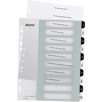 Leitz Kunststoffregister WOW 1215-00-00, 1 bis 10, A4+, 300µm, schwarz-weiße Taben, 10-teilig 4002432120376 Leitz