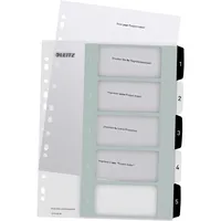 Leitz Kunststoffregister WOW 12130000, 1 bis 5, A4+, 300µm, schwarz-weiße Taben, 5-teilig 4002432120352 Leitz