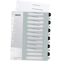 Leitz Kunststoffregister WOW 12160000, 1 bis 12, A4+, 300µm, schwarz-weiße Taben, 12-teilig 4002432120383 Leitz