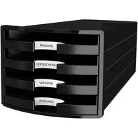 HAN Schubladenbox Impuls 1013-13 schwarz/schwarz 4 Schubladen offen 4012473101814 HAN
