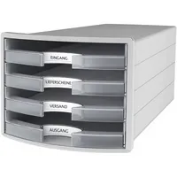 HAN Schubladenbox Impuls 1013-63 lichtgrau/farblos 4 Schubladen offen 4012473101838 HAN