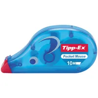 Tipp-Ex Korrekturroller 8221362 Pocket Mouse, blau/transparent, 4,2mm x 10m, Einweg, in Display 0070330510883 Tipp-Ex