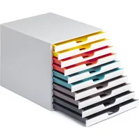 AKTION: DURABLE Schubladenbox VARICOLOR®  weiß mit bunten Farblinien 763027, DIN A4 mit 10 Schubladen, 1 St.