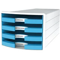 HAN Schubladenbox Impuls 1013-54 weiß/hellblau 4 Schubladen offen 4012473101876 HAN