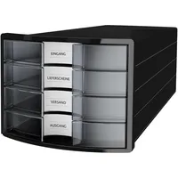 HAN Schubladenbox Impuls 1012-363 schwarz/transparent 4 Schubladen geschlossen 4012473101784 HAN