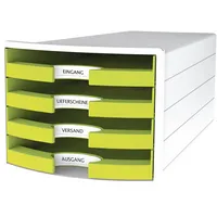 HAN Schubladenbox Impuls 1013-50 weiß/lemongrün 4 Schubladen offen 4012473101852 HAN
