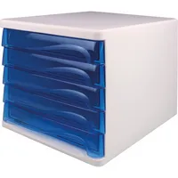 Helit Schubladenbox  the wave H61294-30 weiß/blau-transparent 5 Schubladen geschlossen 4012086079791 Helit