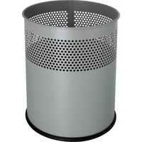 Helit Papierkorb the dot H2515799, 15 Liter, rund, silber Lochdekor 4012086091755 Helit