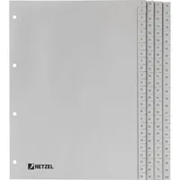 Hetzel Kunststoffregister 721311, 1 bis 100, A4, 110µm, graue Taben, 100-teilig 4013702017616 Hetzel