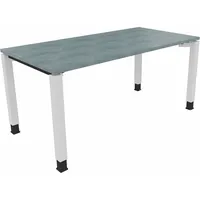 Soennecken Schreibtisch All in One, manuell höhenverstellbar, 68-82cm (H), 160x80cm (BxT), rechteckig, beton hell / weiß 4003969063501 Soen