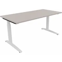 Soennecken Schreibtisch All in One, manuell höhenverstellbar, 65-85cm (H), 160x80cm (BxT), rechteckig, lichtgrau / weiß 4003969063365 Soenn