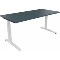 Soennecken Schreibtisch All in One, manuell höhenverstellbar, 65-85cm (H), 160x80cm (BxT), rechteckig, lavagrau / weiß 4003969063358 Soenne
