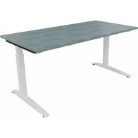 Soennecken Schreibtisch All in One, manuell höhenverstellbar, 65-85cm (H), 160x80cm (BxT), rechteckig, beton hell / weiß 4003969063327 Soen