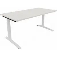 Soennecken Schreibtisch All in One, manuell höhenverstellbar, 65-85cm (H), 160x80cm (BxT), rechteckig, weiß / weiß 4003969063334 Soennecken