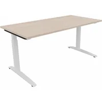 Soennecken Schreibtisch All in One, manuell höhenverstellbar, 65-85cm (H), 160x80cm (BxT), rechteckig, akazie hell / weiß 4003969063310 Soe