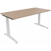 Soennecken Schreibtisch All in One, manuell höhenverstellbar, 65-85cm (H), 160x80cm (BxT), rechteckig, eiche natur / weiß 4003969063341 Soe