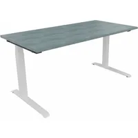 Soennecken Sitz-Steh-Schreibtisch All in One, elektrisch höhenverstellbar, 64,5-127,5cm (H), 160x80cm (BxT), rechteckig, beton hell / weiß