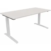 Soennecken Sitz-Steh-Schreibtisch All in One, elektrisch höhenverstellbar, 64,5-127,5cm (H), 160x80cm (BxT), rechteckig, weiß / weiß 400396