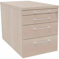 Soennecken Rollcontainer 820112372, akazie hell, 4 Schubladen, Holz, abschließbar 4003969064270 Soennecken