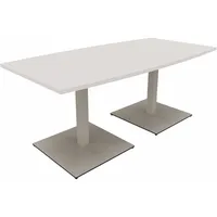 Soennecken Besprechungstisch communication, 72cm (H), 180x80/90cm (BxT), Tonnenform, weiß / silber 4003969061446 Soennecken