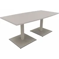 Soennecken Besprechungstisch communication, 72cm (H), 180x80/90cm (BxT), Tonnenform, lichtgrau / silber 4003969061477 Soennecken