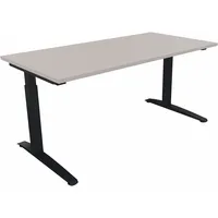 Soennecken Schreibtisch All in One, manuell höhenverstellbar, 65-85cm (H), 160x80cm (BxT), rechteckig, lichtgrau / anthrazit metallic 40039