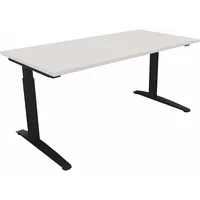 Soennecken Schreibtisch All in One, manuell höhenverstellbar, 65-85cm (H), 160x80cm (BxT), rechteckig, weiß / anthrazit metallic 4003969063