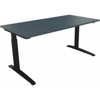 Soennecken Schreibtisch All in One, manuell höhenverstellbar, 65-85cm (H), 160x80cm (BxT), rechteckig, lavagrau / anthrazit metallic 400396