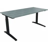 Soennecken Schreibtisch All in One, manuell höhenverstellbar, 65-85cm (H), 160x80cm (BxT), rechteckig, beton hell / anthrazit metallic 4003
