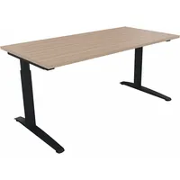 Soennecken Schreibtisch All in One, manuell höhenverstellbar, 65-85cm (H), 160x80cm (BxT), rechteckig, eiche natur / anthrazit metallic 400