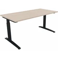 Soennecken Schreibtisch All in One, manuell höhenverstellbar, 65-85cm (H), 160x80cm (BxT), rechteckig, akazie hell / anthrazit metallic 400