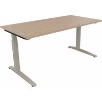 Soennecken Schreibtisch All in One, manuell höhenverstellbar, 65-85cm (H), 160x80cm (BxT), rechteckig, eiche natur / silberaluminium 400396