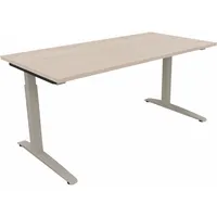 Soennecken Schreibtisch All in One, manuell höhenverstellbar, 65-85cm (H), 160x80cm (BxT), rechteckig, akazie hell / silberaluminium 400396