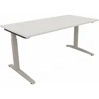 Soennecken Schreibtisch All in One, manuell höhenverstellbar, 65-85cm (H), 160x80cm (BxT), rechteckig, weiß / silberaluminium 4003969063273