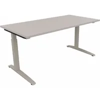 Soennecken Schreibtisch All in One, manuell höhenverstellbar, 65-85cm (H), 160x80cm (BxT), rechteckig, lichtgrau / silberaluminium 40039690