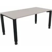 Soennecken Schreibtisch All in One, manuell höhenverstellbar, 68-82cm (H), 160x80cm (BxT), rechteckig, lichtgrau / anthrazit metallic 40039