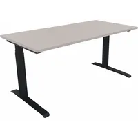 Soennecken Sitz-Steh-Schreibtisch All in One, elektrisch höhenverstellbar, 64,5-127,5cm (H), 160x80cm (BxT), rechteckig, lichtgrau / anthra