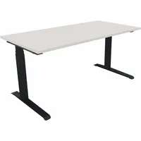 Soennecken Sitz-Steh-Schreibtisch All in One, elektrisch höhenverstellbar, 64,5-127,5cm (H), 160x80cm (BxT), rechteckig, weiß / anthrazit m