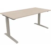 Soennecken Sitz-Steh-Schreibtisch All in One, elektrisch höhenverstellbar, 64,5-127,5cm (H), 160x80cm (BxT), rechteckig, akazie hell / silb